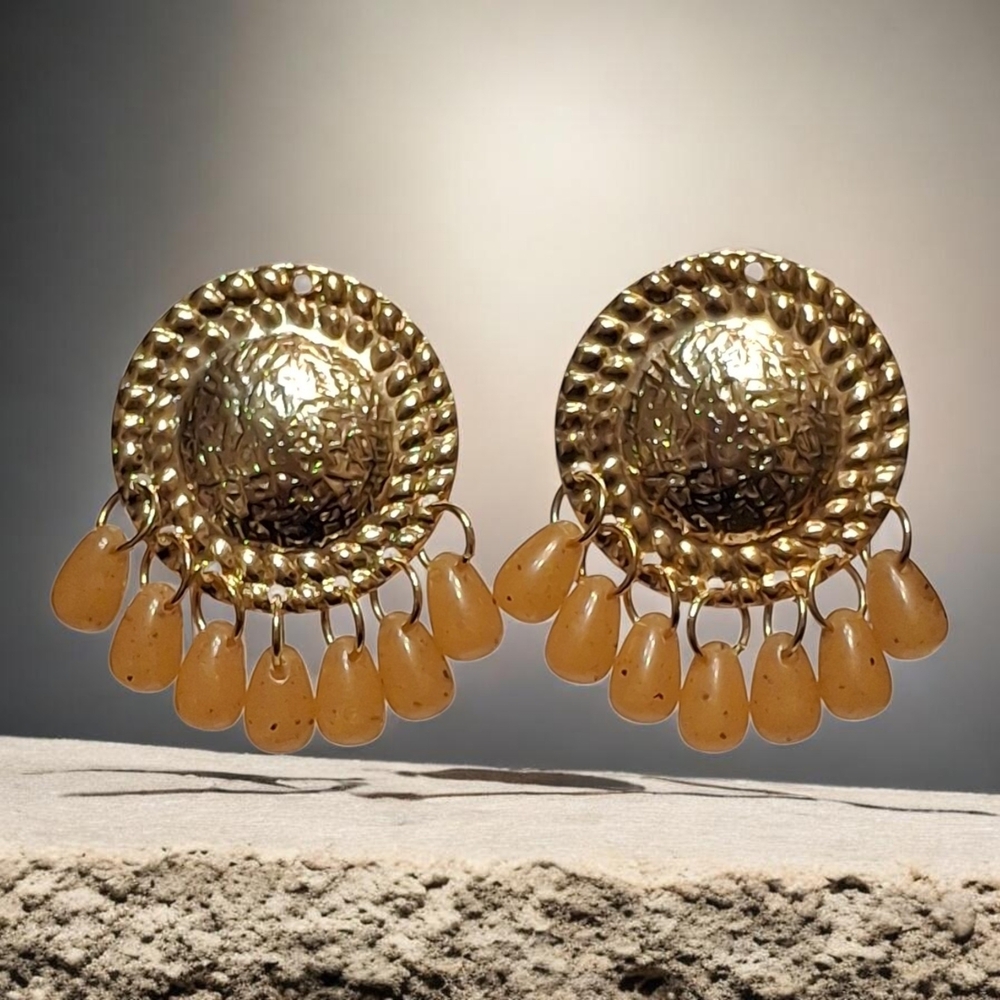 Gold and Yellow Dangle Postback Earrings